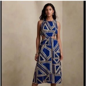 Banana Republic Blue and White Halter Midi Dress